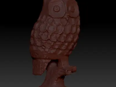 Owl on a branch 3D model