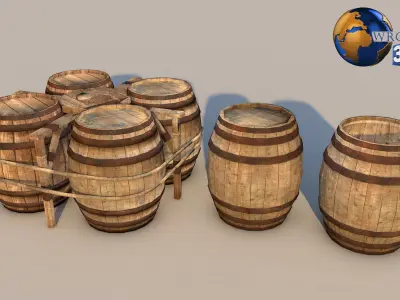 Medieval Barrel 3D Model Low-poly 3D model
