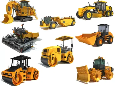 Heavy Construction Machinery 3D Model Pack