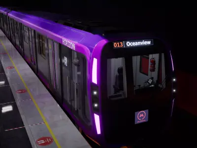 Subway Train Royal Purple Low-poly 3D model