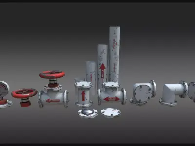 Industrial Pipes Kitbash Low-poly 3D model