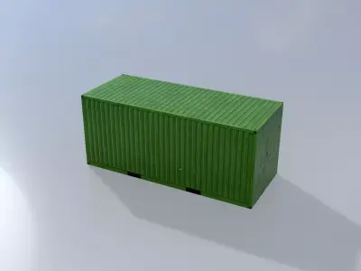 Freight-Container Yellow-Green 20ft Low-poly 3D model