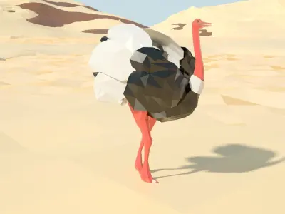 Ostrich 3d model stylized Low-poly 3D model