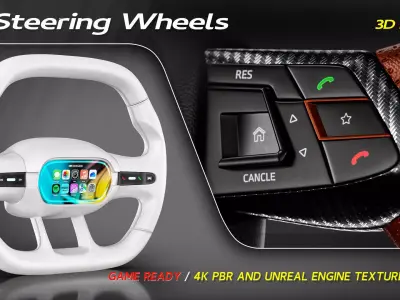 15 Steering Wheel  Low-poly 3D model