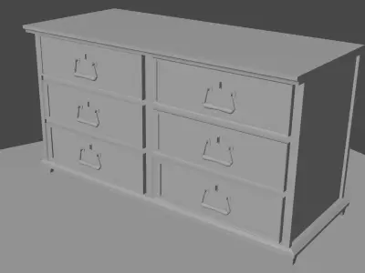 Vintage Wooden Dresser 3D model