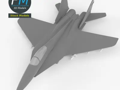 Stylized Twin-Engine Fighter Jet base mesh 3D model