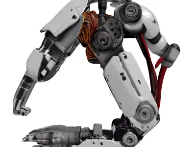 Damaged Robotic Hand with Exposed Wires 3D model