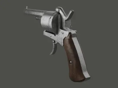 Revolver - textured - clean topology Free 3D model