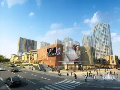 3Dmax fashion city commercial square building 366 3D model