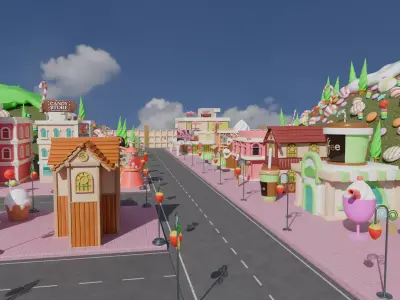 Candy Land Village 3D model purchase