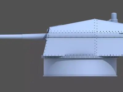 Bismarck 15cm turret 01 - Commercial license - 1-350 scale 3D print model