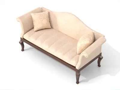 Vintage Camelback Settee Sofa Low-poly 3D model