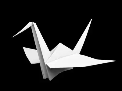 Folded Paper Origami Swan - Crane 3D model