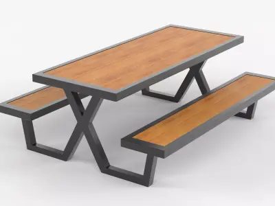 Coffee Table with Iron Legs Free 3D model