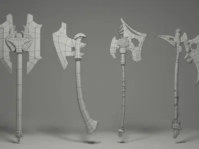 Lowpoly Axes Pack Low-poly 3D model