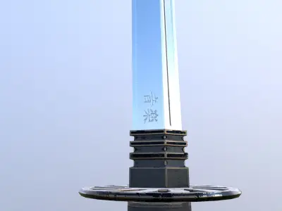 Katana game-ready samurai sword Low-poly 3D model