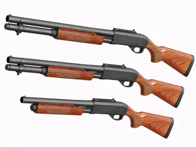 Remington 870 Wood Shotgun Tactical Low-poly 3D model