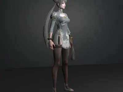 fighter girl 3D model