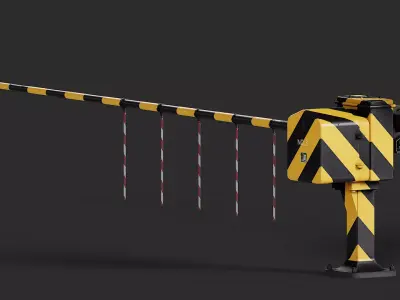 Railroad Level Crossing Barrier Low-poly 3D model