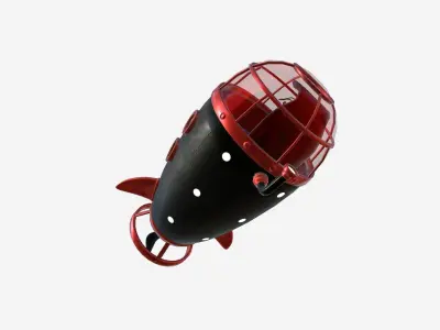 Submarine Cartoon A09 Black Red - Sub Watercraft Vehicle Low-poly 3D model