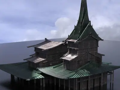 Japan Temple Ruin  3D model