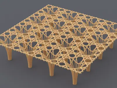 Modular Gothic Timber Pavilion 3D model