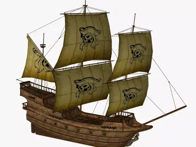 Pirate Ship Low-poly 3D model