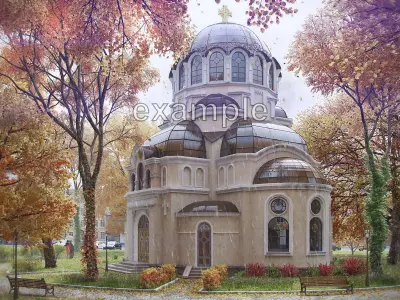 Church with golden dome 3D model