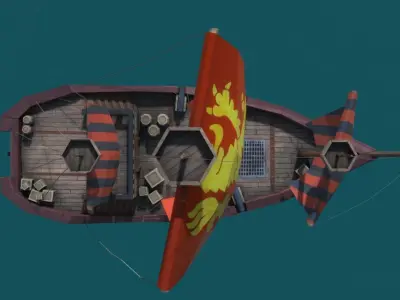 Old Europian Sea Ship Low-poly 3D model