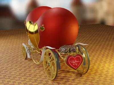 Love carriage for Valentine day 3D model