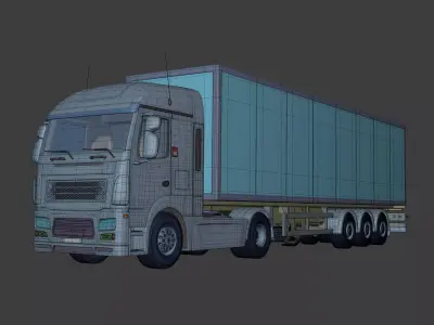 Generic Semi trailer Heavy Trucks - Container - Fuel - Flatbed 3D model
