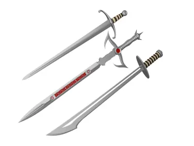 Medieval 3 Swords 3D model