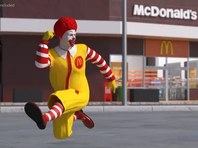 Mascot of McDonalds Jumping Pose 3D model