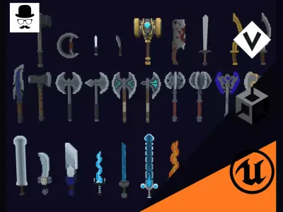 Voxel Weapons Pack - 3D Lowpoly Game Assets Low-poly 3D model