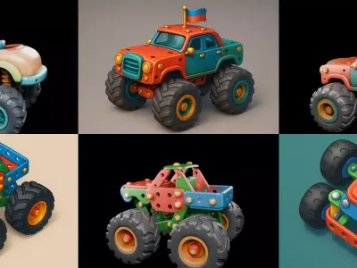 Monster Truck bundle 13 pack 100 glb 3D model