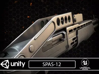 SPAS-12 shotgun Low-poly 3D model purchase