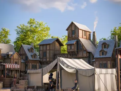 Medieval Market- Tent Prop 01 Free 3D model