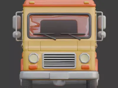 Stylized Yellow Delivery Van Toy Low-poly 3D model