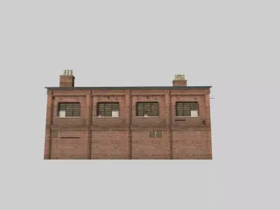 Modern architecture red brick warehouse 3D model