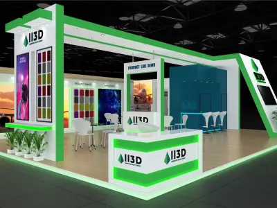 Exhibition Stand Stall Three Side Open 11X7 3D model