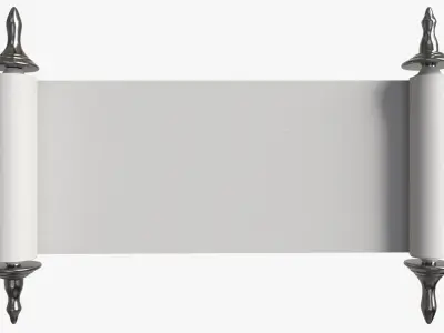 Ancient Scroll With Metal Rods clean 02 3D model