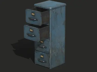Old Office Cabinet - PBR Game Ready Low-poly 3D model