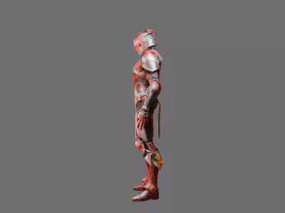 Crimson Futuristic Female Armor Model Low-poly 3D model