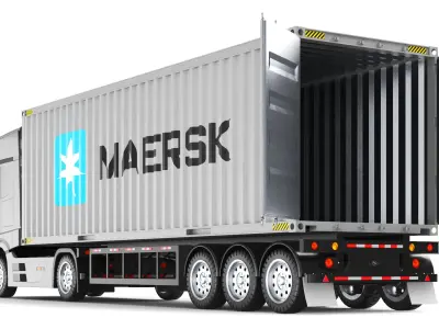Detailed Container Truck 3D model