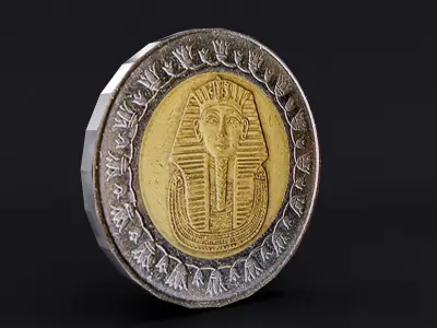 Egyptian One Pound Coin Low-poly 3D model