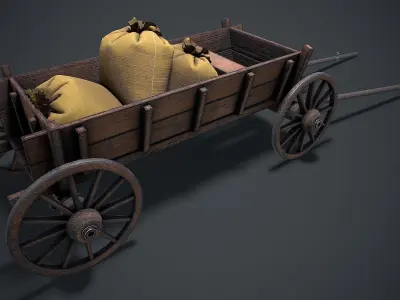Wooden cart 3d model Low-poly 3D model purchase