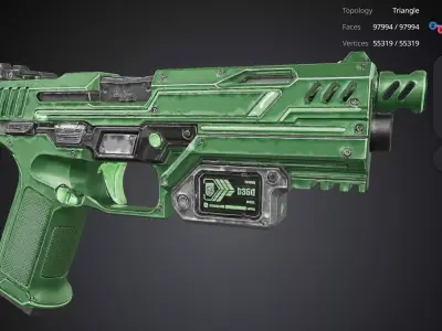 Green Pistol 3D model purchase