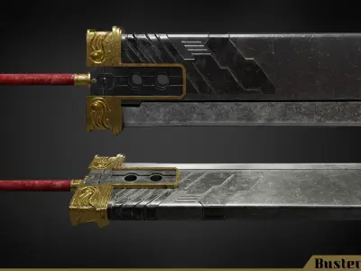Final Fantasy VII Buster Sword Low-poly 3D model