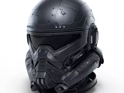 Cyber-Synthetic Heavy Vanguard Helmet 3D Model Low-poly 3D model