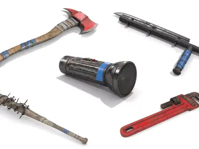 Survival Equipment and Weapons Set 1 3D Model Pack